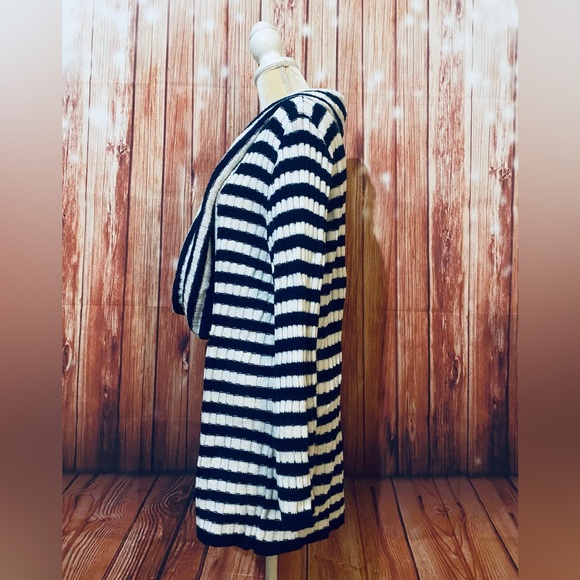 Women’s 2X Sweater Ashley Stewart Blue White Striped Draped Cowl Neck Soft Knit - Picture 9 of 11